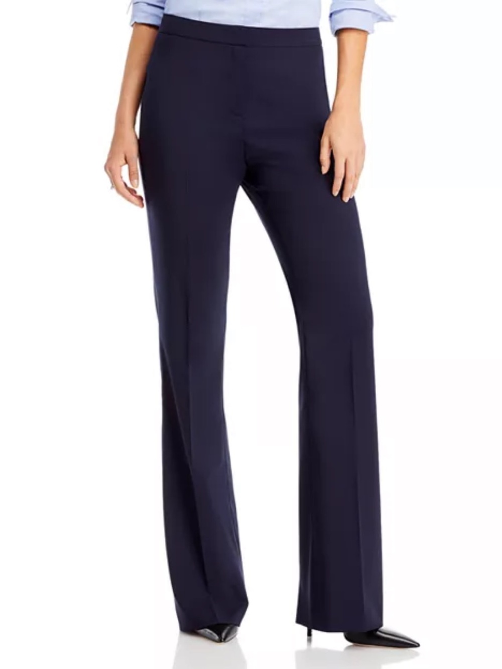 Hugo Boss Navy Wool Tuleah Mid-Rise Bootcut Pants